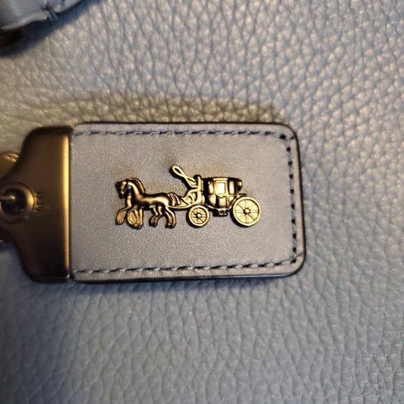 BEAUTIFUL NWT'S COACH ROUGE 25 with RIVETS SHOULDER & HANDBAG Slate Blue SOLDOUT - Picture 3 of 11